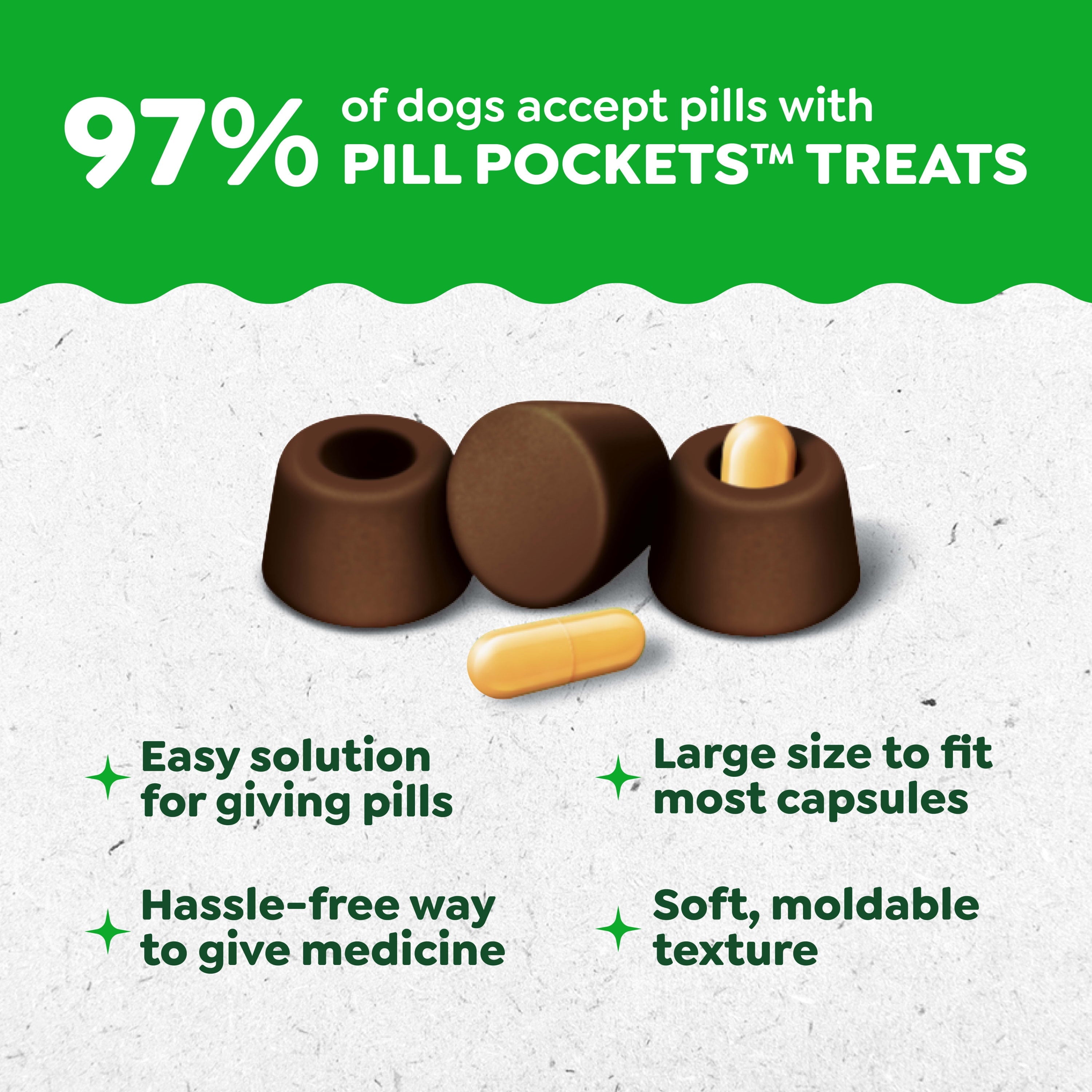 Pill Pockets for Dogs Hickory Smoke Large, Capsule Size Soft Dog Treats, 7.9 Oz (30 Pk)
